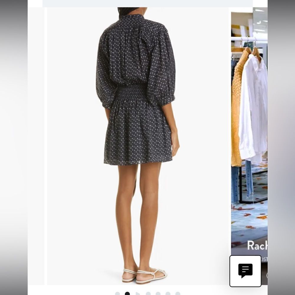 Rebecca Taylor Ikat Cotton Long Sleeve Shirtdress Size Navy Medium NWT - Picture 3 of 12